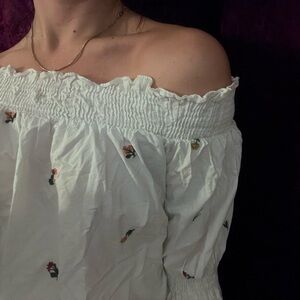 Zara Trafaluc xs White Ruffled Top